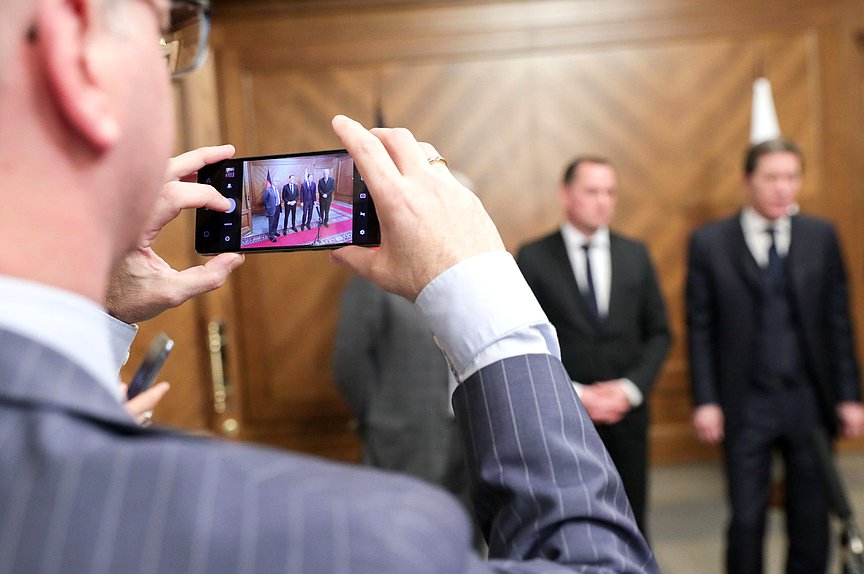 Meeting of First Deputy Chairman of the State Duma Aleksandr Zhukov with delegation of the parliamentary group of the Alternative for Germany Party