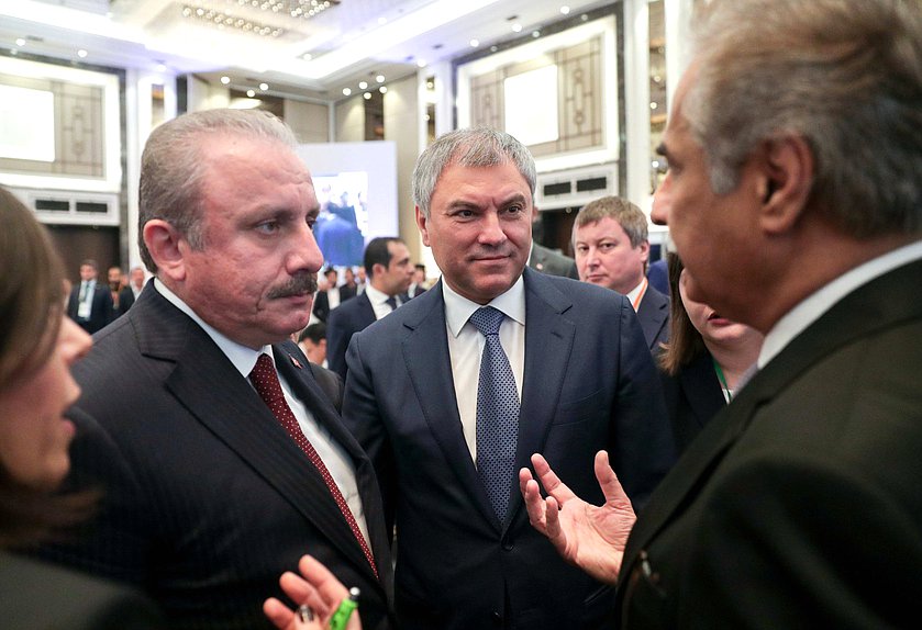 Speaker of the Grand National Assembly of Turkey Mustafa Şentop and Chairman of the State Duma Viacheslav Volodin