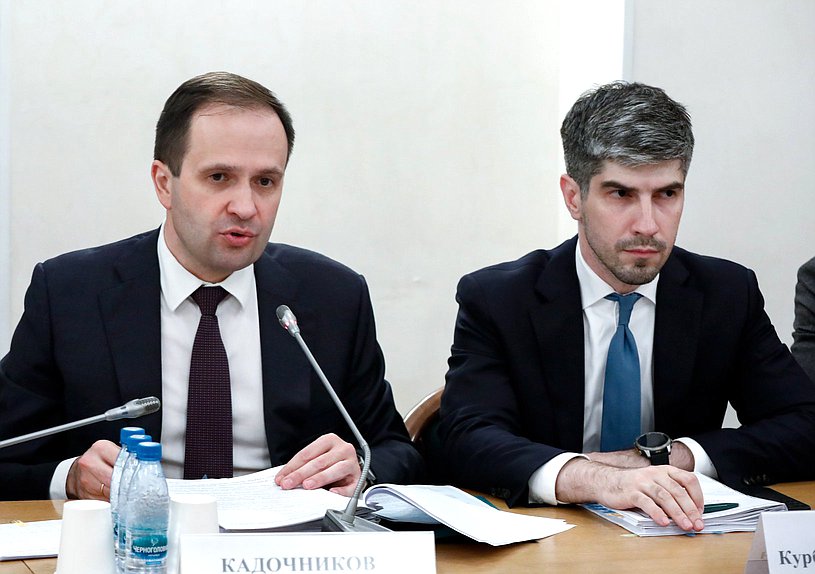 Заместитель Министра финансов РФ Павел Кадочников и директор Департамента бюджетной политики в сфере труда и социальной защиты Министерства финансов РФ Курбан Курбанов