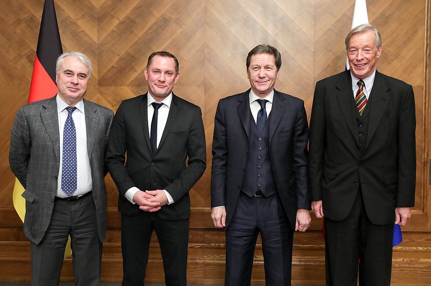 Chairman of the State Duma Committee on Energy Pavel Zavalnyi, Co-chairman of the parliamentary group of the Alternative for Germany Party in the Bundestag of the Federal Republic of Germany Tino Chrupalla, First Deputy Chairman of the State Duma Aleksandr Zhukov and referent of the parliamentary group of the Alternative for Germany Party in the Bundestag of the Federal Republic of Germany Nader Amin-Salehi