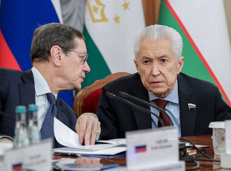 Первый заместитель Председателя Государственной Думы Александр Жуков и руководитель фракции "Единая Россия" Владимир Васильев