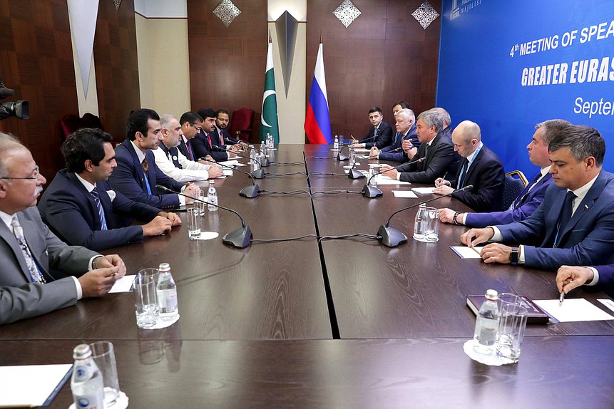 Meeting of Chairman of the State Duma Viacheslav Volodin and Speaker of the National Assembly of the Islamic Republic of Pakistan Asad Qaiser