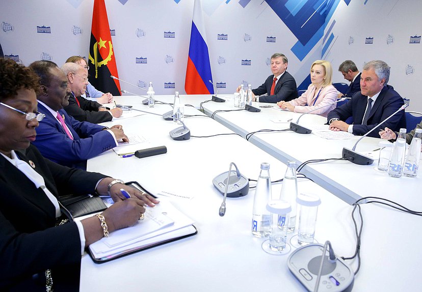 Meeting of Chairman of the State Duma Viacheslav Volodin and President of the National Assembly of the Republic of Angola Fernando da Piedade Dias dos Santos