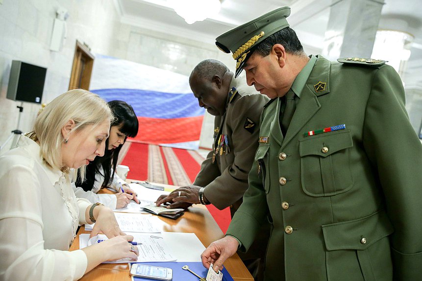 Meeting of Chairman of the Committee on Defense Vladimir Shamanov with foreign military attaches accredited in Moscow