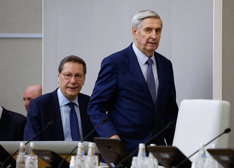 Первые заместители Председателя Государственной Думы Александр Жуков и Иван Мельников