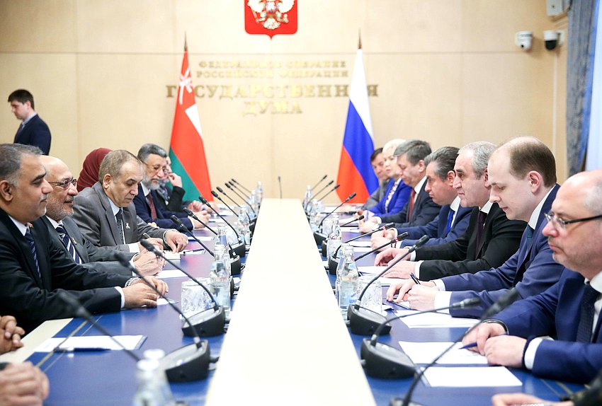 Meeting of Deputy Chairman of the State Duma Sergei Neverov and President of the Council of State of the Sultanate of Oman Yahya bin Mahfooz Al-Manzari