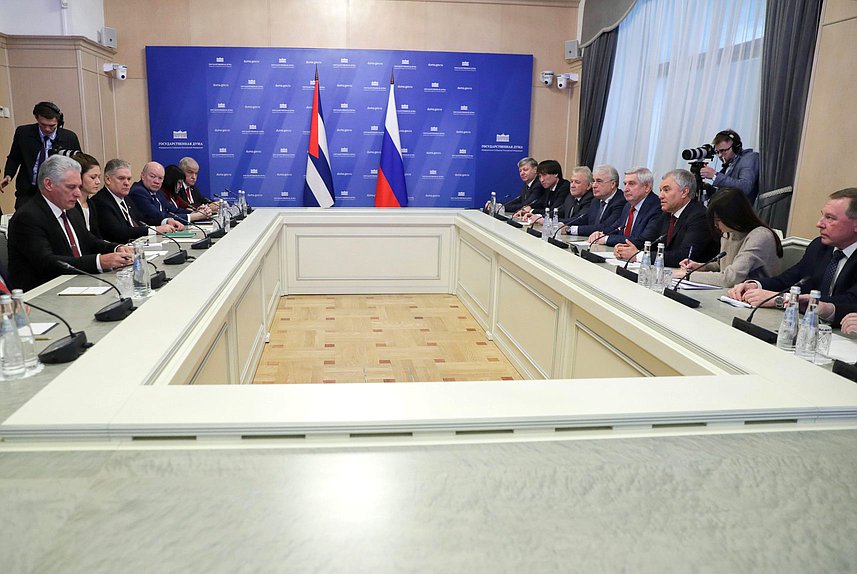 Meeting of Chairman of the State Duma Vyacheslav Volodin and President of the Republic of Cuba Miguel Díaz-Canel Bermúdez