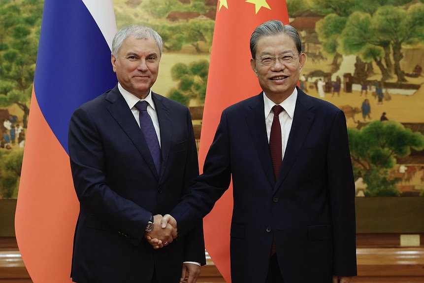 Chairman of the State Duma Vyacheslav Volodin and Chairman of the Standing Committee of the National People's Congress Zhao Leji
