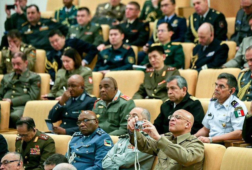 Meeting of Chairman of the Committee on Defense Vladimir Shamanov with foreign military attaches accredited in Moscow