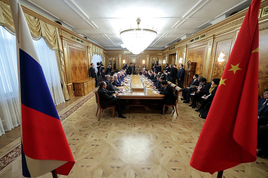 Meeting of Chairman of the State Duma Viacheslav Volodin and Chairman of the Standing Committee of the National People's Congress of the People's Republic of China Li Zhanshu