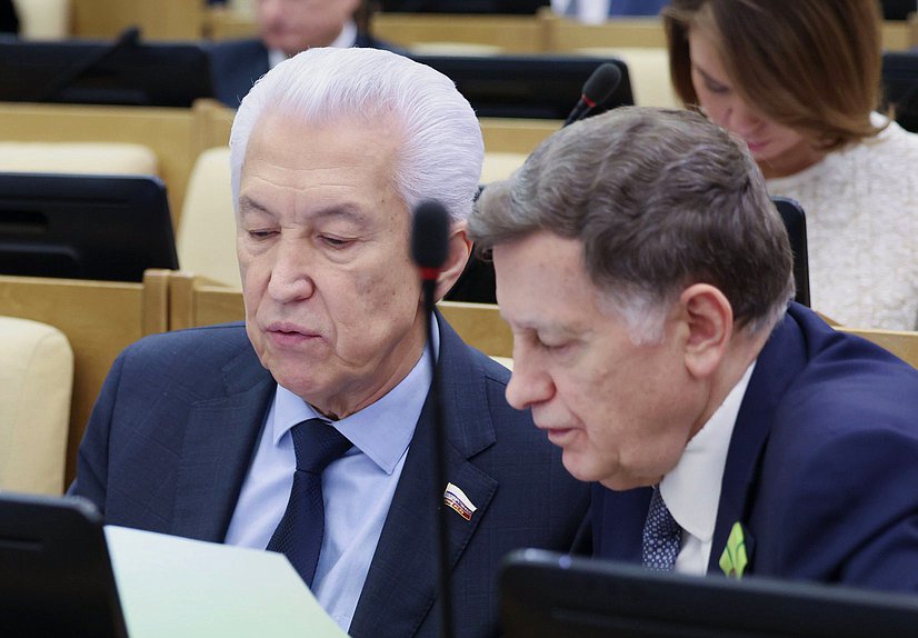 Руководитель фракции "Единая Россия" Владимир Васильев и член Комитета по финансовому рынку Вячеслав Макаров