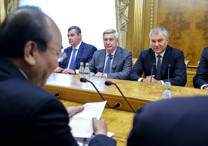 Chairman of the State Duma Viacheslav Volodin and First Deputy Chairman of the State Duma Ivan Melnikov