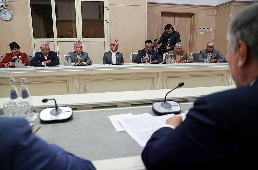 Meeting of Chairman of the State Duma Vyacheslav Volodin and Chairman of the National Assembly of the Federal Parliament of Nepal Ganesh Prasad Timilsina