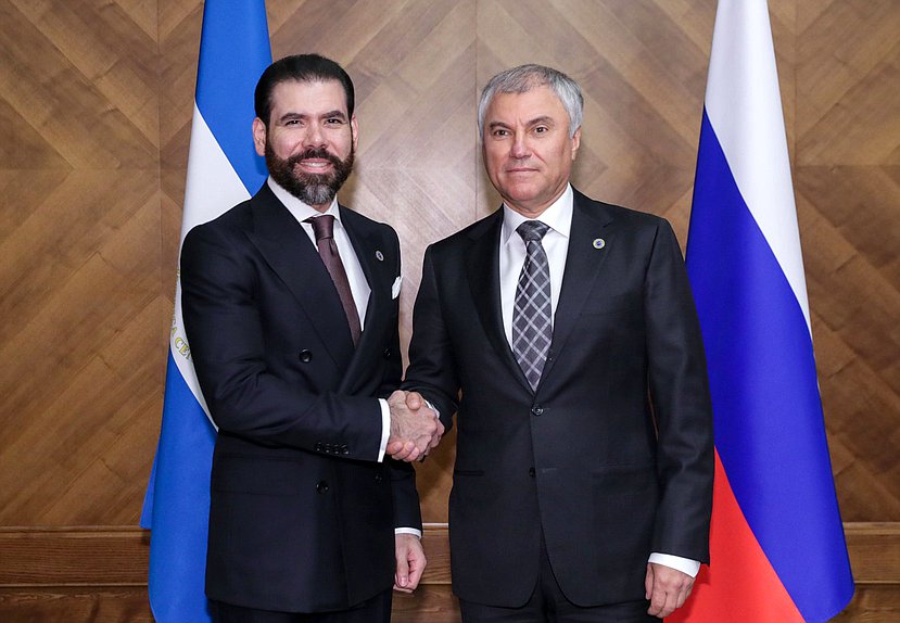 Chairman of the State Duma Vyacheslav Volodin and Special Representative of the President of Nicaragua for Russian Affairs Laureano Facundo Ortega Murillo