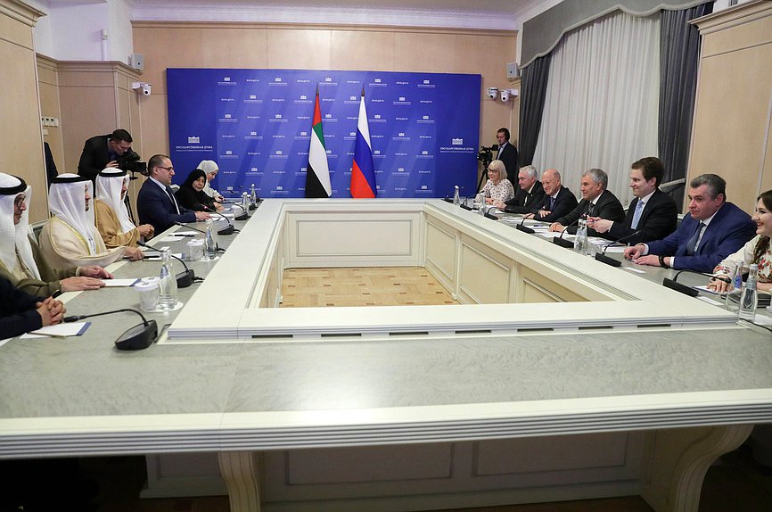 Meeting of Chairman of the State Duma Vyacheslav Volodin and Speaker of the Federal National Council of the United Arab Emirates Saqr Ghobash