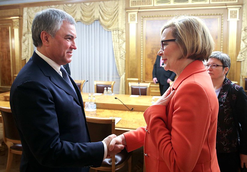 Chairman of the State Duma Viacheslav Volodin and Speaker of the Parliament of the Republic of Finland Paula Risikko