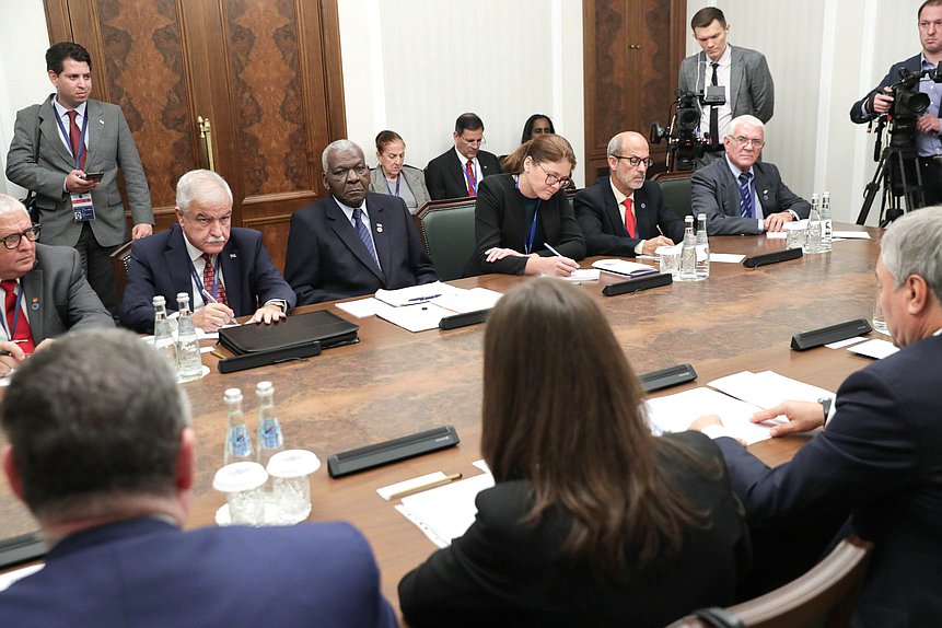 Meeting of Chairman of the State Duma Vyacheslav Volodin and President of the National Assembly of People's Power and the Council of State of the Republic of Cuba Esteban Lazo Hernández