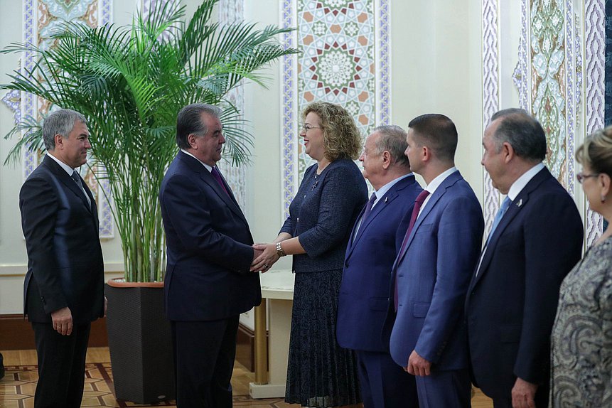 Chairman of the State Duma Viacheslav Volodin and President of the Republic of Tajikistan Emomali Rahmon