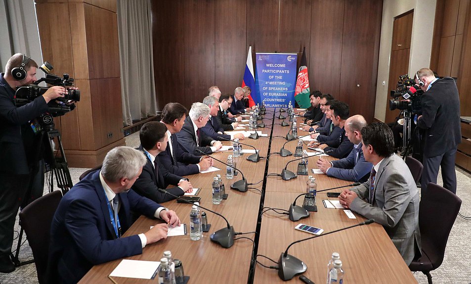 Meeting of Chairman of the State Duma Viacheslav Volodin and Speaker of the House of the People of the National Assembly of Afghanistan Mir Rahman Rahmani