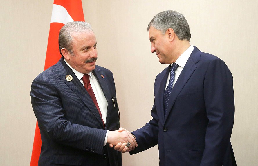 Speaker of the Grand National Assembly Mustafa Şentop and Chairman of the State Duma Viacheslav Volodin