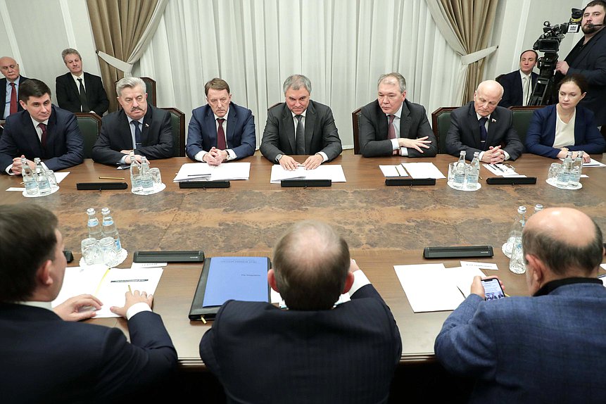 Meeting of Chairman of the State Duma Viacheslav Volodin and Chairman of the Inter-Factional Parliamentary Association of the Verkhovna Rada of Ukraine ”Inter-Parliamentary Dialogue for Peace: Ukraine-Russia-Germany-France” Viktor Medvedchuk