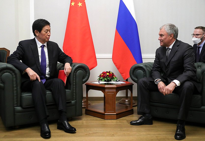 Chairman of the Standing Committee of the National People's Congress of the People's Republic of China Li Zhanshu and Chairman of the State Duma Vyacheslav Volodin