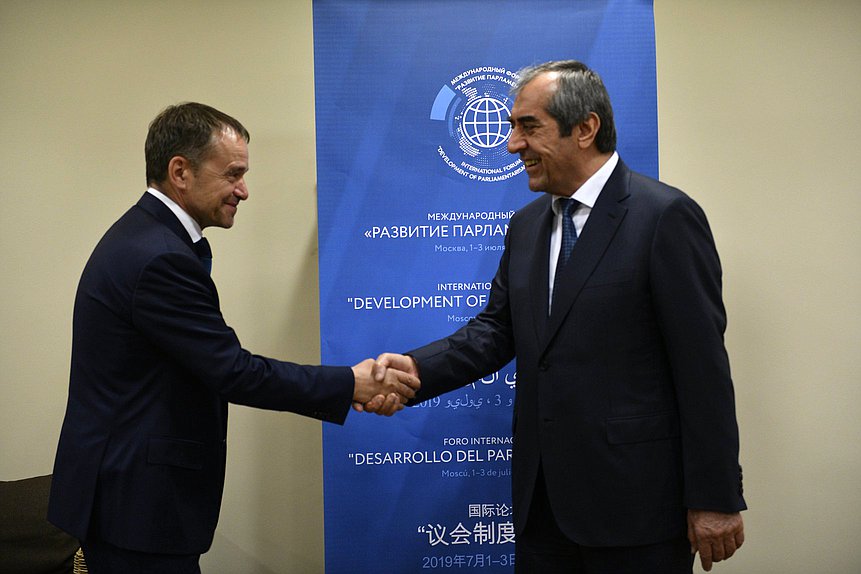 Member of the Committee on Security and Corruption Control Farit Ganiev and Chairman of the Majlisi Milli of the Majlisi Oli of the Republic of Tajikistan Mahmadsaid Ubaydulloyev