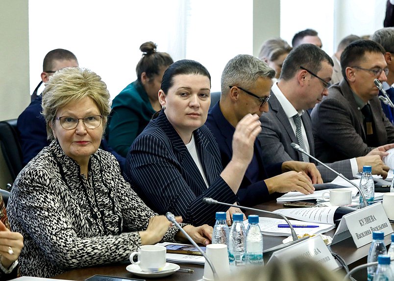 Члены Комитета по защите семьи, вопросам отцовства, материнства и детства Татьяна Ларионова и Василина Кулиева