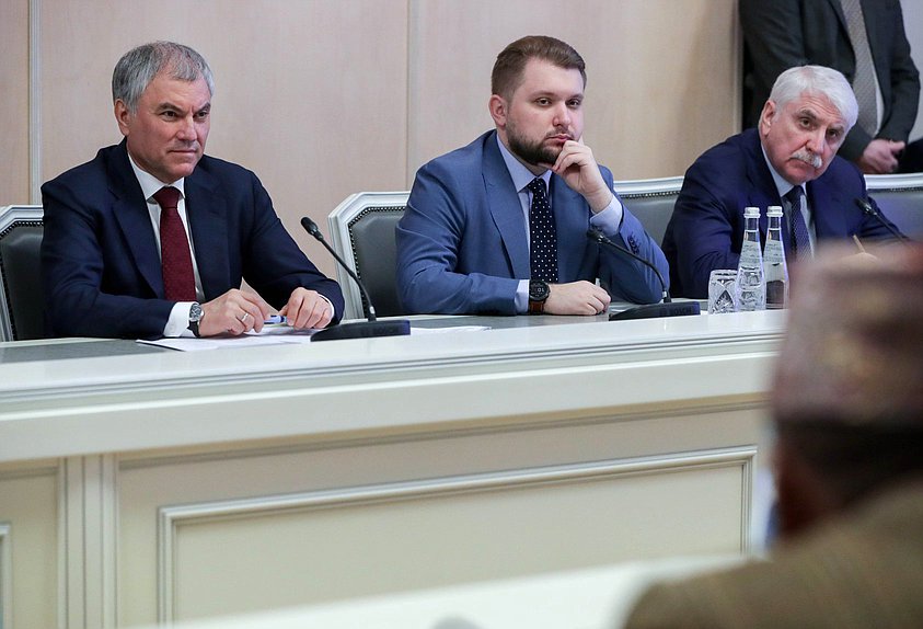 Chairman of the State Duma Vyacheslav Volodin, Deputy Chairman of the State Duma Boris Chernyshov and First Deputy Chairman of the Committee on International Affairs Alexey Chepa