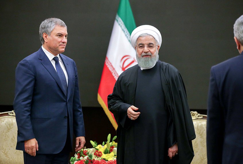 Chairman of the State Duma Viacheslav Volodin and President of the Islamic Republic of Iran Hassan Rouhani