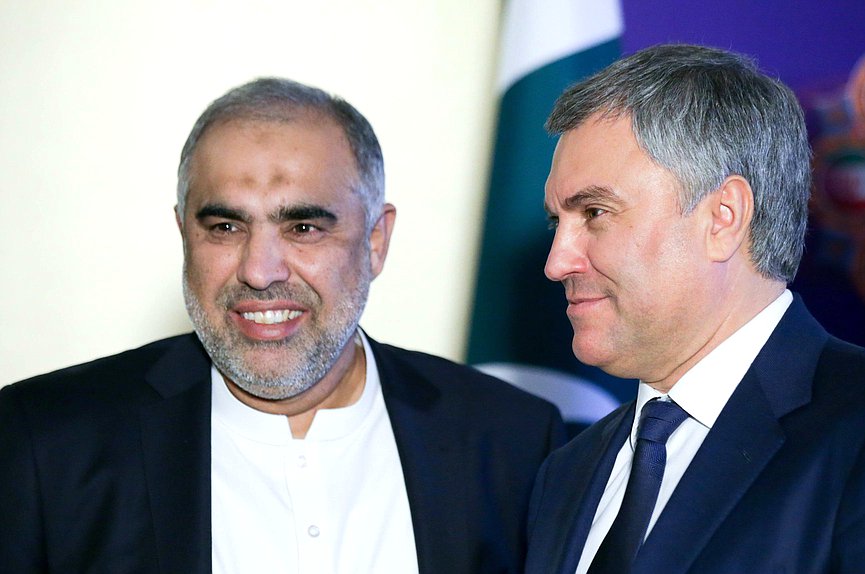 Chairman of the National Assembly of the Islamic Republic of Pakistan Asad Qaiser and Chairman of the State Duma Viacheslav Volodin