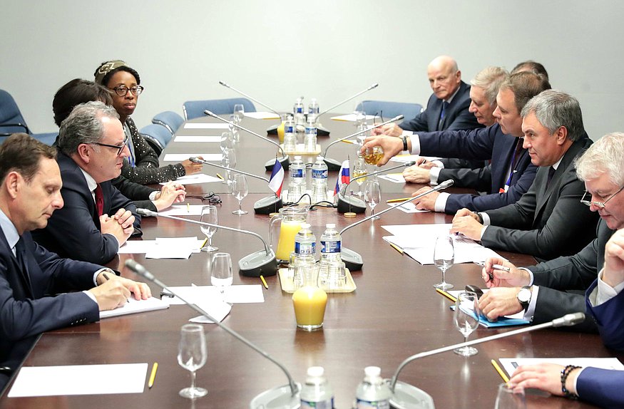 Meeting of Chairman of the State Duma Viacheslav Volodin and President of the French National Assembly Richard Ferrand