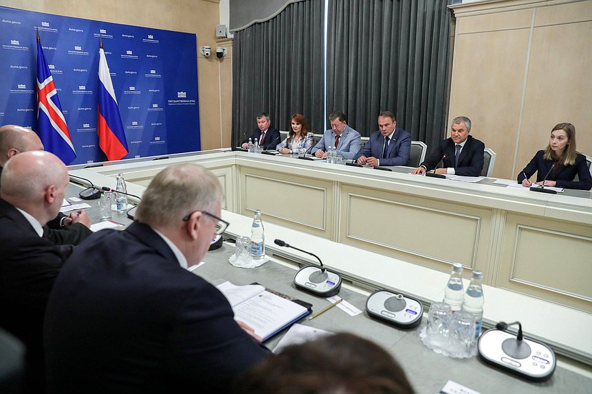 Meeting of Chairman of the State Duma Viacheslav Volodin and Speaker of Althingi of the Republic of Iceland Steingrímur J. Sigfússon