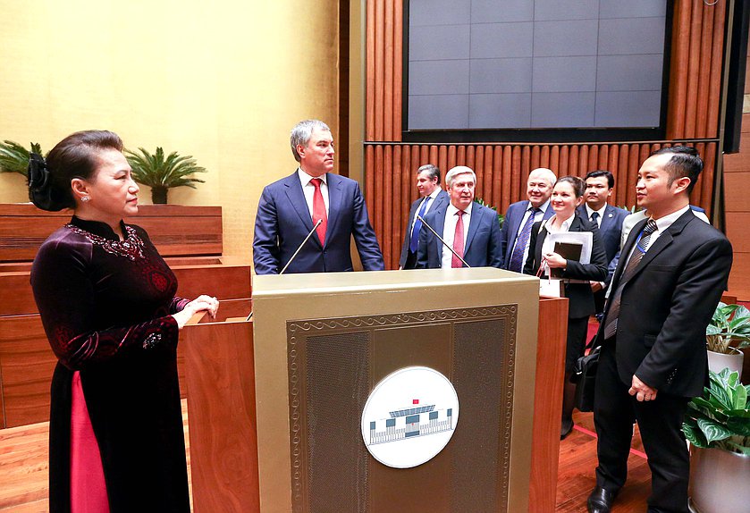 Chairwoman of the National Assembly of the Socialist Republic of Vietnam Nguyễn Thị Kim Ngân and Chairman of the State Duma Viacheslav Volodin