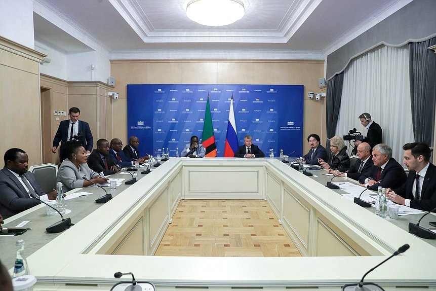 Meeting of Chairman of the State Duma Vyacheslav Volodin and Speaker of the National Assembly of the Republic of Zambia Nelly Mutti