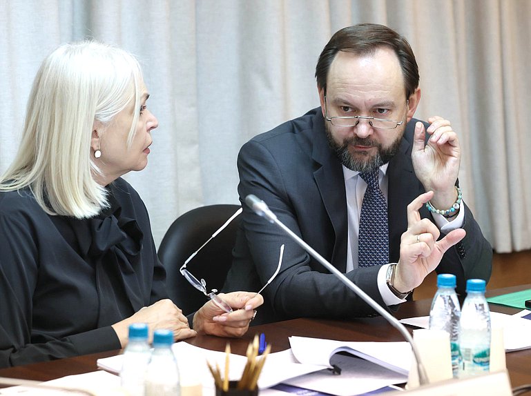 Председатель Комитета по просвещению Ирина Белых и аудитор Счетной палаты РФ Дмитрий Зайцев