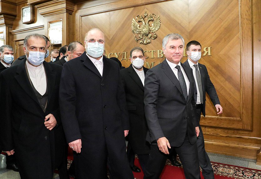 Chairman of the State Duma Viacheslav Volodin and Speaker of the Parliament of Iran Mohammad Bagher Ghalibaf