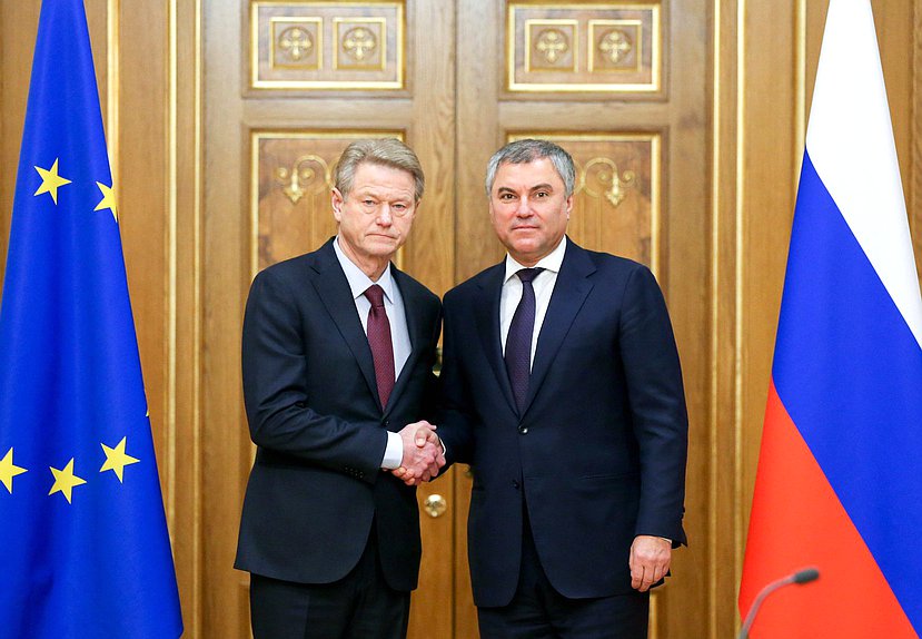 Chairman of the State Duma Viacheslav Volodin and member of the European Parliament from Lithuania, Vice-Chairman of Europe of Freedom and Direct Democracy Group Rolandas Paksas