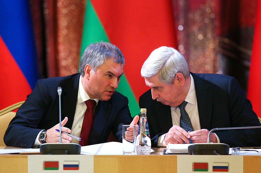 Chairman of the State Duma Viacheslav Volodin and First Deputy Chairman of the State Duma Ivan Melnikov