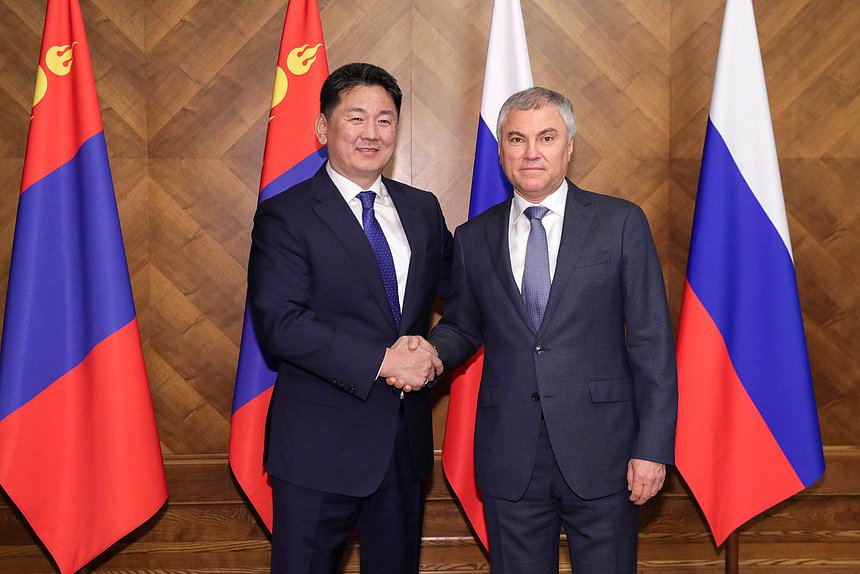 Chairman of the State Duma Vyacheslav Volodin and President of Mongolia Ukhnaagiin Khurelsukh