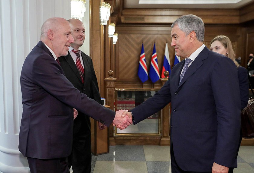 Chairman of the State Duma Viacheslav Volodin and Speaker of Althingi of the Republic of Iceland Steingrímur J. Sigfússon