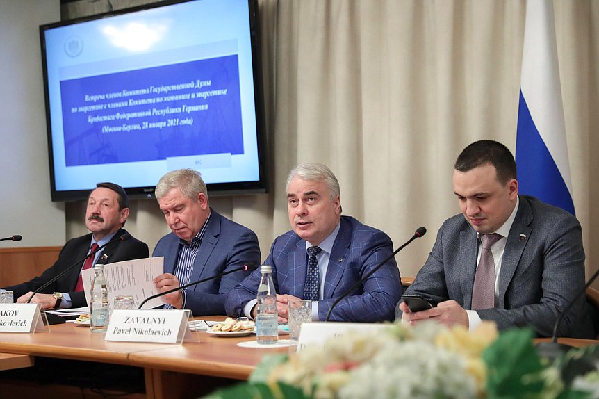 Chairman of the Committee on Energy Pavel Zavalnyi, First Deputy Chairman of the Committee Sergei Esiakov and members of the Committee Gennadii Skliar and Dmitrii Ionin