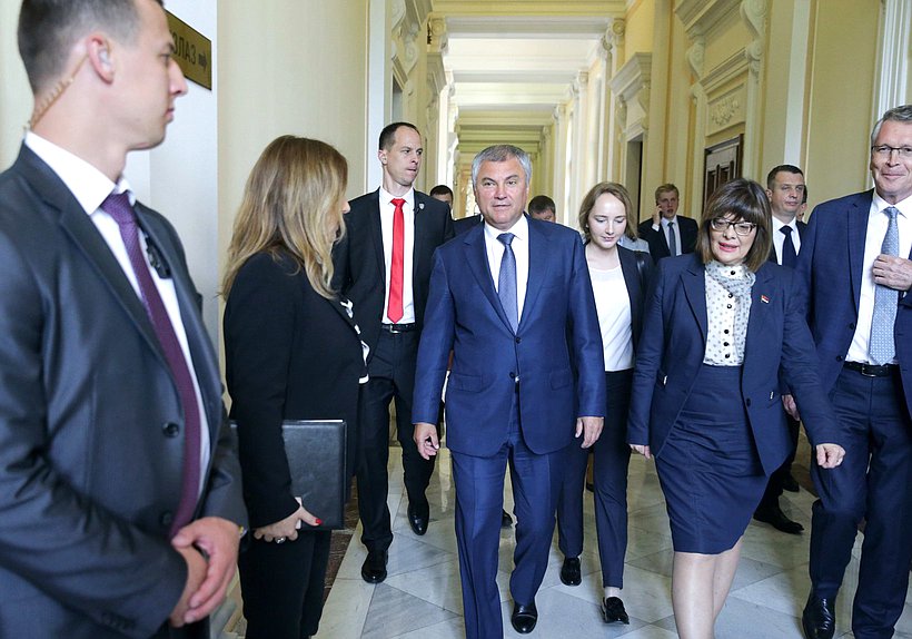 Chairman of the State Duma Viacheslav Volodin and Speaker of the National Assembly Maja Gojković