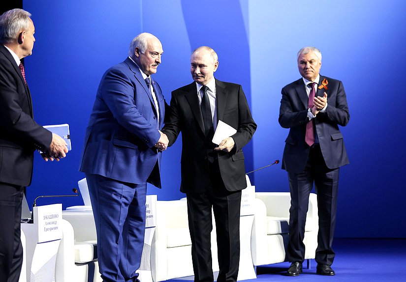 President of the Republic of Belarus Alexander Lukashenko, President of the Russian Federation Vladimir Putin and Chairman of the State Duma Vyacheslav Volodin