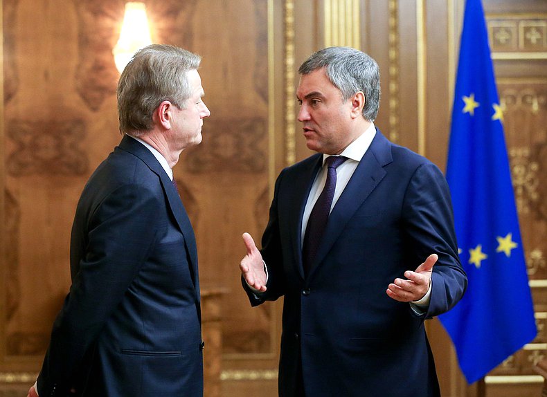 Chairman of the State Duma Viacheslav Volodin and member of the European Parliament from Lithuania, Vice-Chairman of Europe of Freedom and Direct Democracy Group Rolandas Paksas