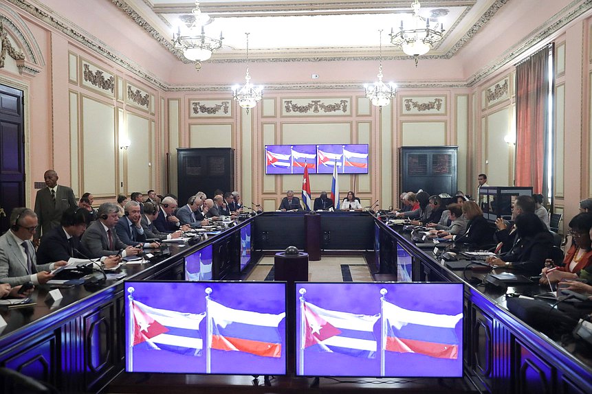 Meeting of Chairman of the State Duma Vyacheslav Volodin and President of the National Assembly of People's Power and the Council of State of Cuba Esteban Lazo Hernández