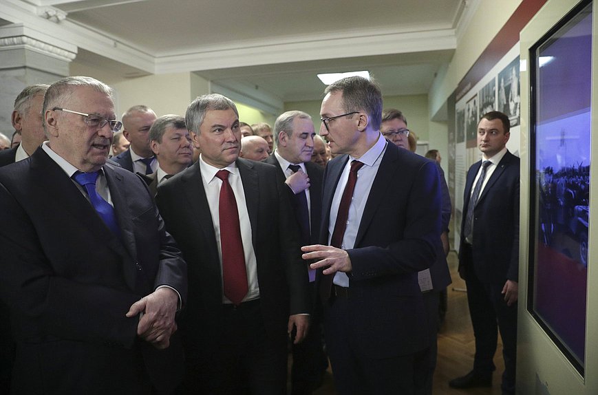 Leader of the LDPR faction Vladimir Zhirinovskii, Chairman of the State Duma Viacheslav Volodin and editor-in-chief of the ”Historian“ journal Vladimir Rudakov