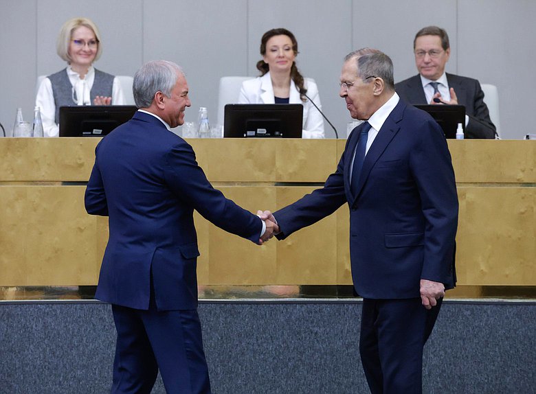 Председатель Государственной Думы Вячеслав Володин и Министр иностранных дел РФ Сергей Лавров