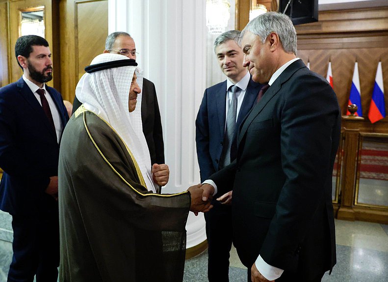 Chairman of Shura Council of the Kingdom of Bahrain Ali Bin Saleh Al Saleh and Chairman of the State Duma Vyacheslav Volodin