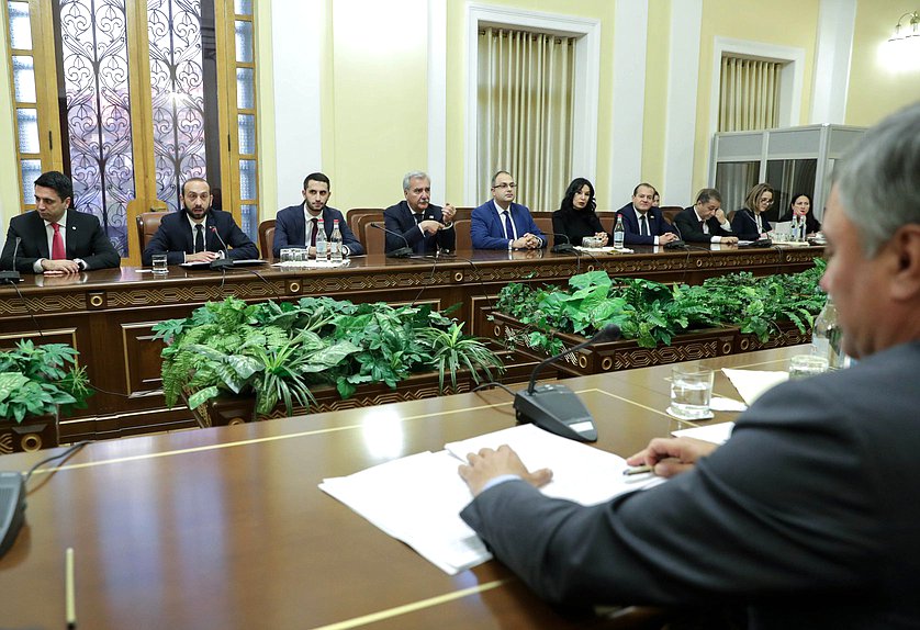 Meeting of Chairman of the State Duma Viacheslav Volodin with President of the National Assembly of the Republic of Armenia Ararat Mirzoyan